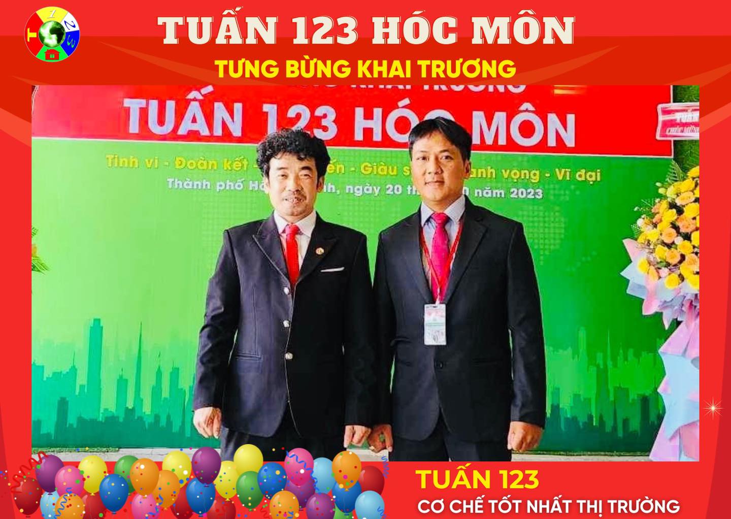 Chủ tịch Hội đồng quản trị - Ông Phạm Anh Tuấn (bên trái) và Giám đốc điều hành Tuấn 123 Hóc Môn - Ông Đặng Vũ (bên phải).